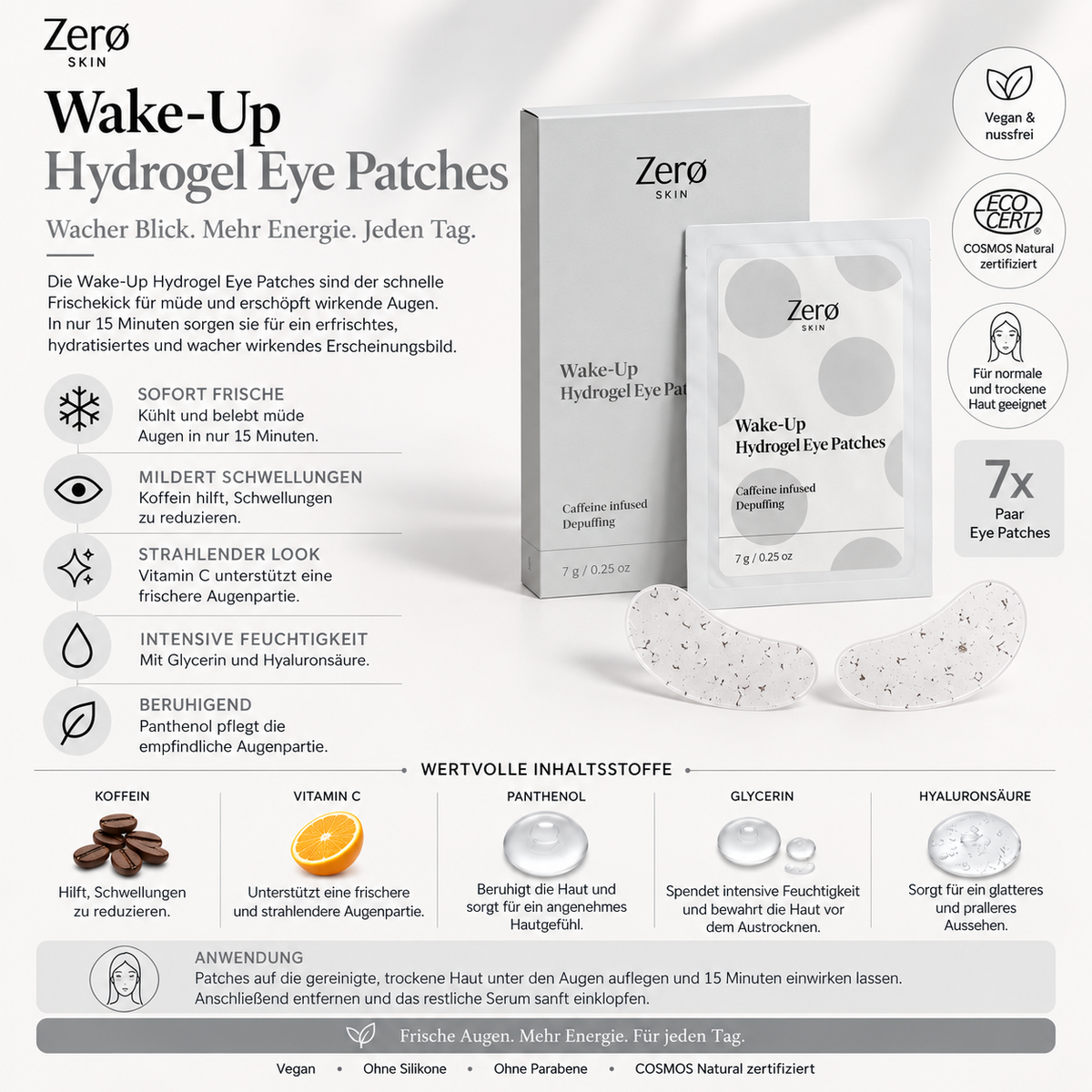 Wake-Up Hydrogel Eye Patches - 7 g