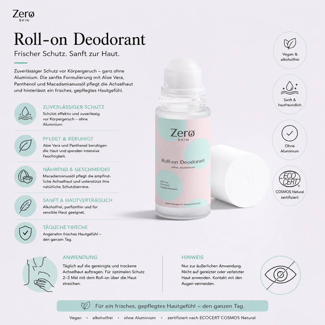 Roll-on Deodorant, ohne Aluminium - 50 ml