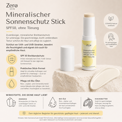 Mineral sunscreen SPF50 stick, without tint - 12 g