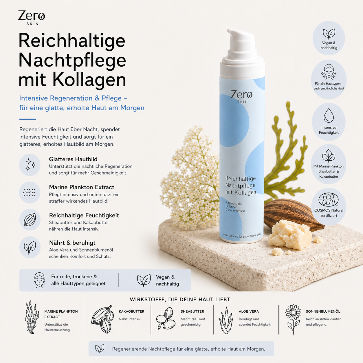 Rich night cream with collagen - 50 ml