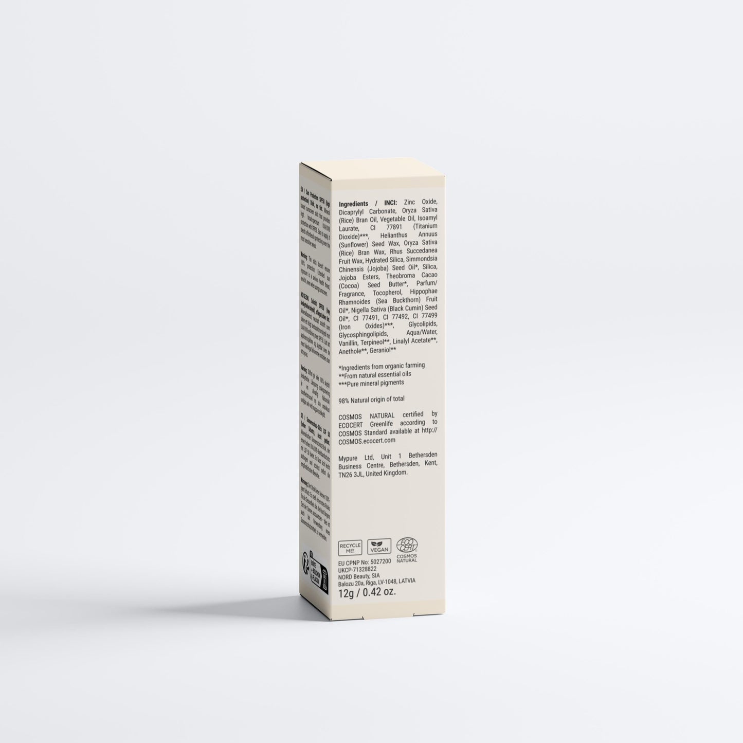 Mineral sunscreen SPF50 stick, without tint - 12 g